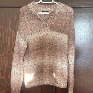 Tan and Cream Crew Neck Sweater